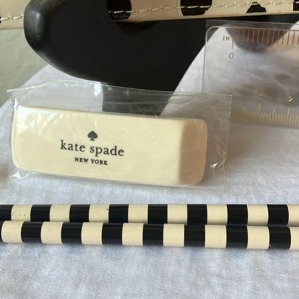 Kate Spade: Pencil Pouch & Strike Gold Sticky Note Set-Lot of 7